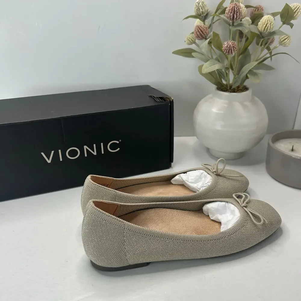 Vionic Klara Knit Square Toe Flats Oat Gold Women's 6.5 M Comfort Arch Support - Picture 4 of 11
